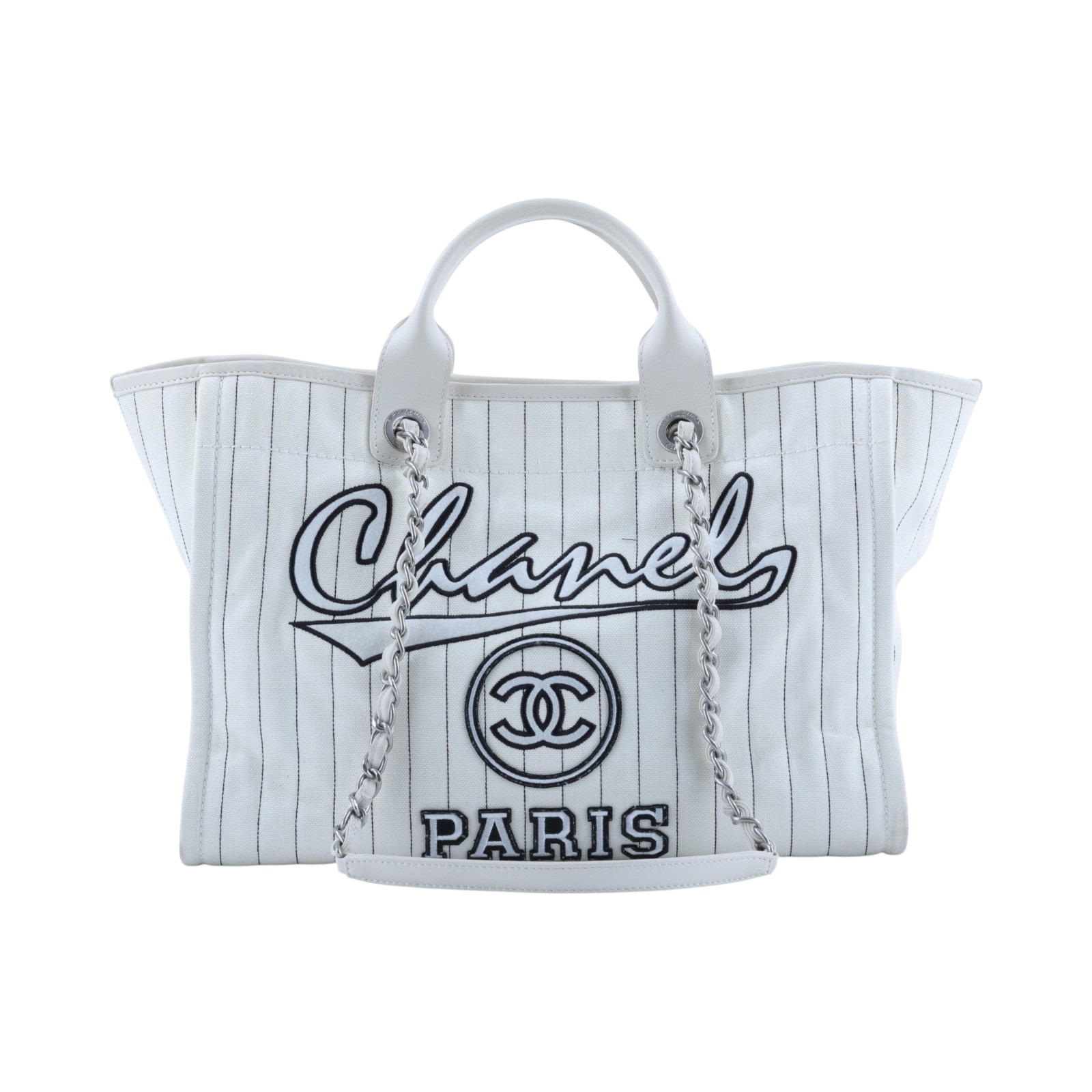 香奈兒 CHANEL 海灘包 大型 A66941 白條紋沙灘包 防塵袋