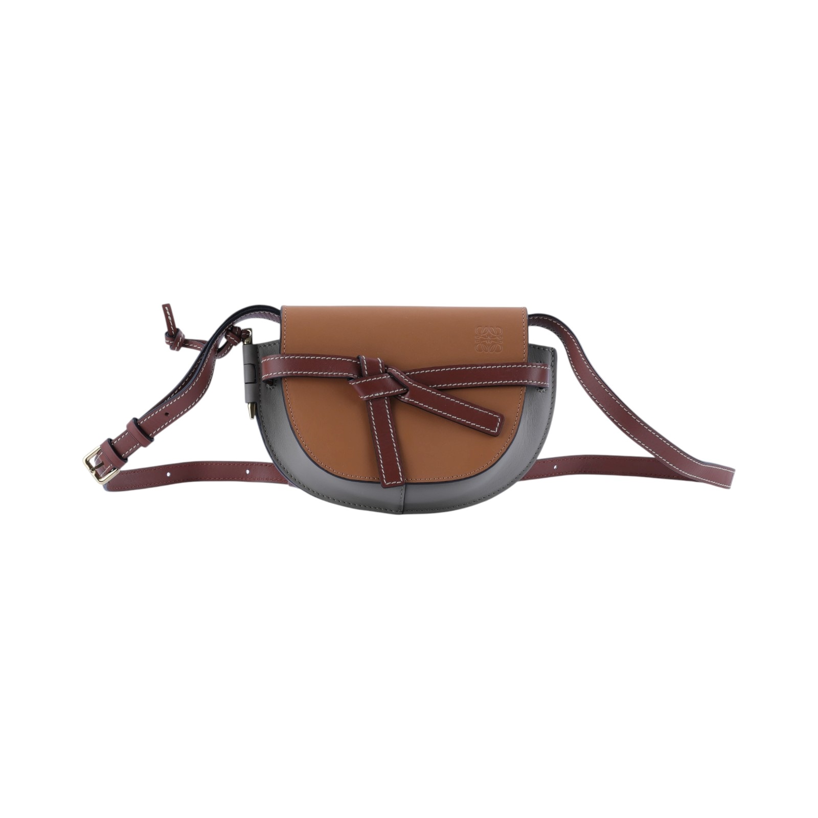 羅意威 LOEWE Mini Gate Dual bag 迷你 小牛皮 肩背包 A650N46X08 焦糖雙色MINI GATE 防塵袋/背帶