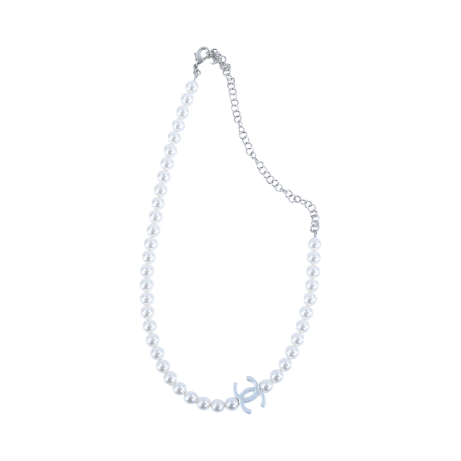 香奈兒 CHANEL 項鍊 飾品 ABE926 B19296B25C 銀色珍珠雙C項鍊 原廠盒子/內襯