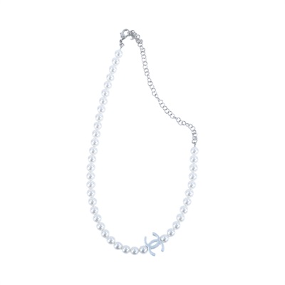 香奈兒 CHANEL 項鍊 飾品 ABE926 B19296B25C 銀色珍珠雙C項鍊 原廠盒子/內襯