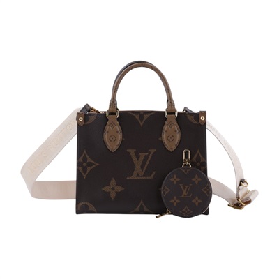 路易威登 LOUIS VUITTON OnTheGo PM 雙色帆布 手提 斜背包 M46373 晶片款 原花ON THE GO PM 防塵袋/內袋/背帶
