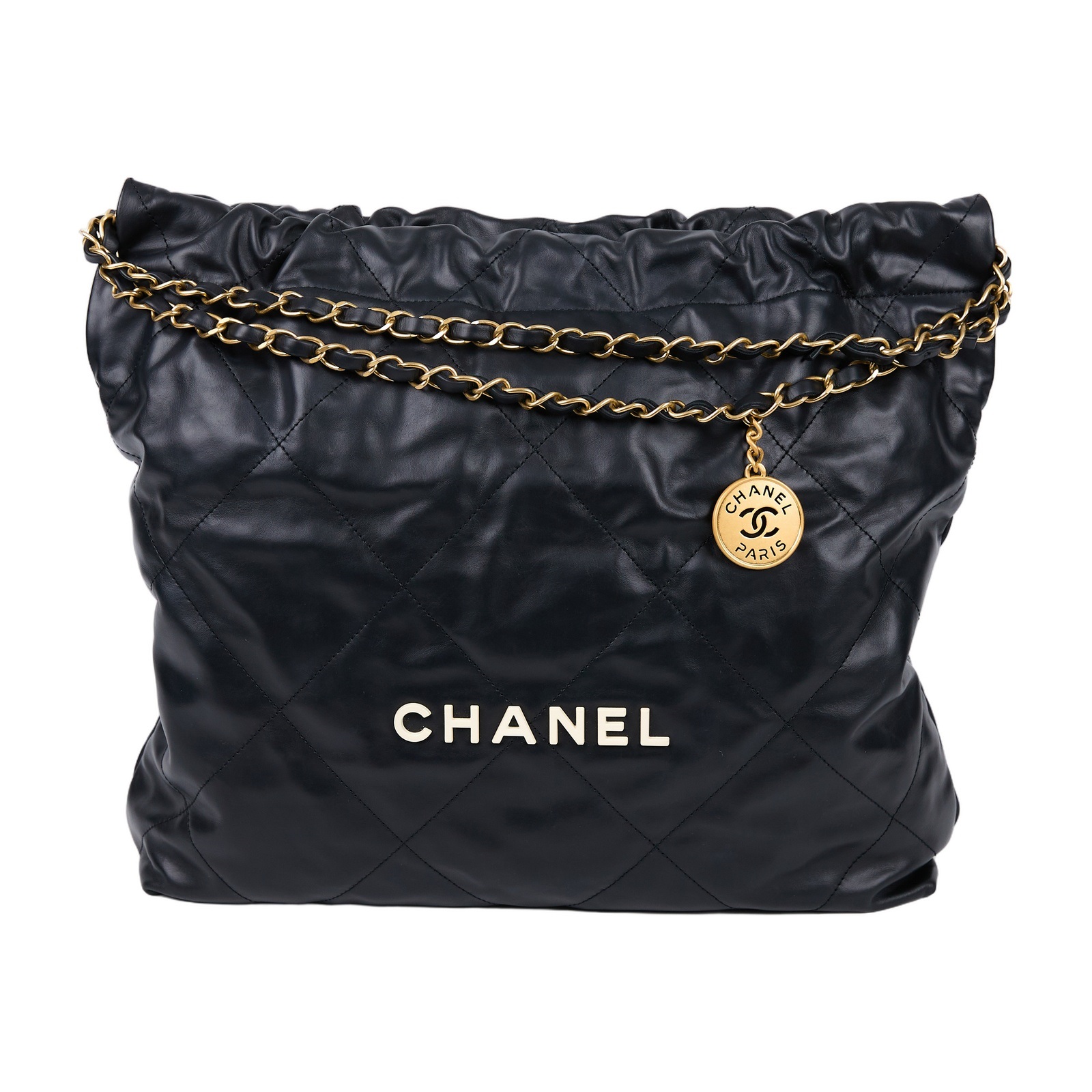 香奈兒 CHANEL 22 中型 束口包 AS3261 晶片款 黑白LOGO 22包 中號 防塵袋/內袋