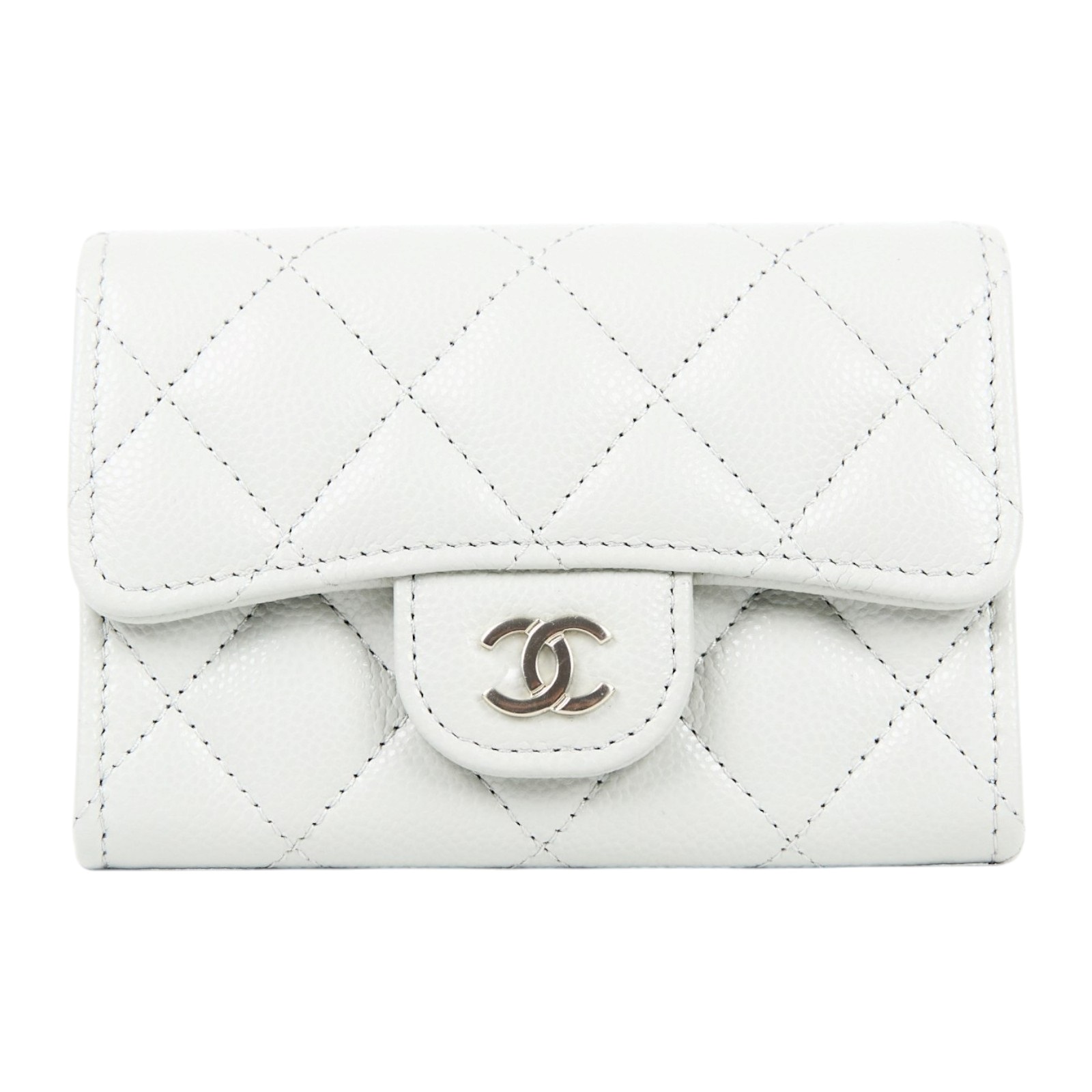 香奈兒 CHANEL CC LOGO 口蓋 卡片夾 錢包 AP0214 晶片款 淺綠拉鍊卡包 防塵袋/原廠盒子