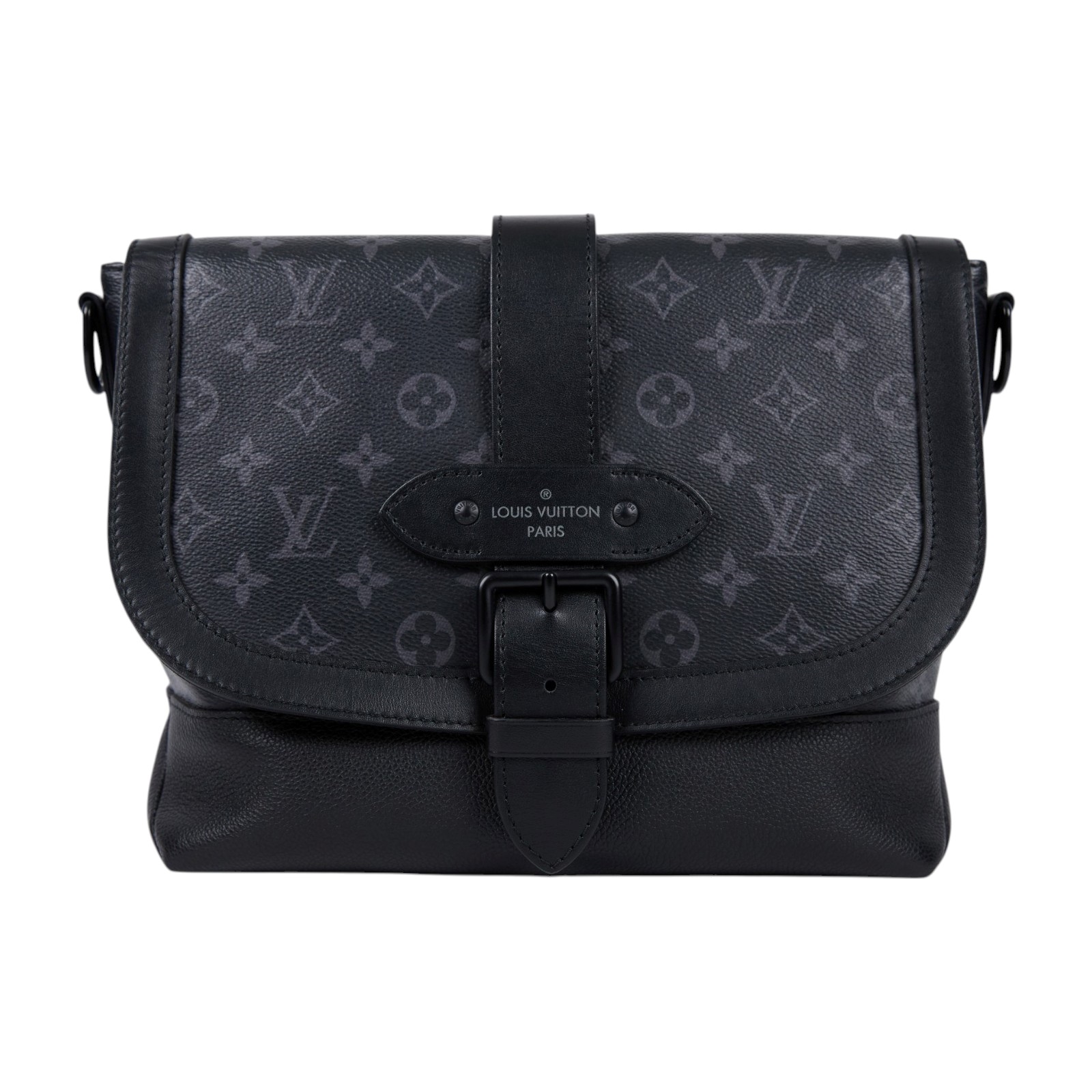 路易威登 LOUIS VUITTON Saumur 郵差包 M45911 晶片款 黑老花SAUMUR郵差包 原廠盒子/防塵袋/背帶
