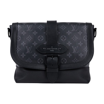 路易威登 LOUIS VUITTON Saumur 郵差包 M45911 晶片款 黑老花SAUMUR郵差包 原廠盒子/防塵袋/背帶