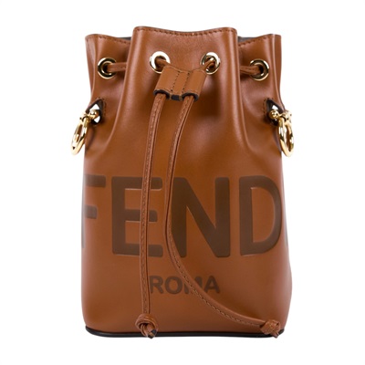 芬迪 FENDI Mon Tresor 皮革 迷你 手袋 8BS010AC9L 焦糖MON TRESOR MINI 水桶 原廠盒子/防塵袋/背帶X2/購買證明