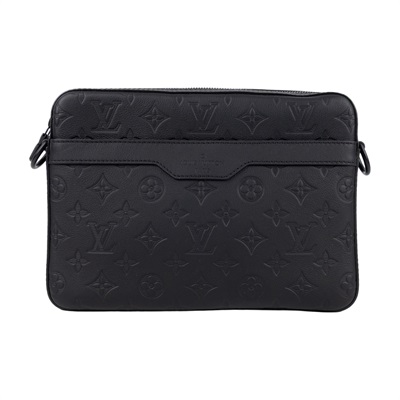 路易威登 LOUIS VUITTON Trio 肩背 郵差包 M46602 晶片款 黑原花壓紋牛皮TRIO三合一 防塵袋/子包2/背帶