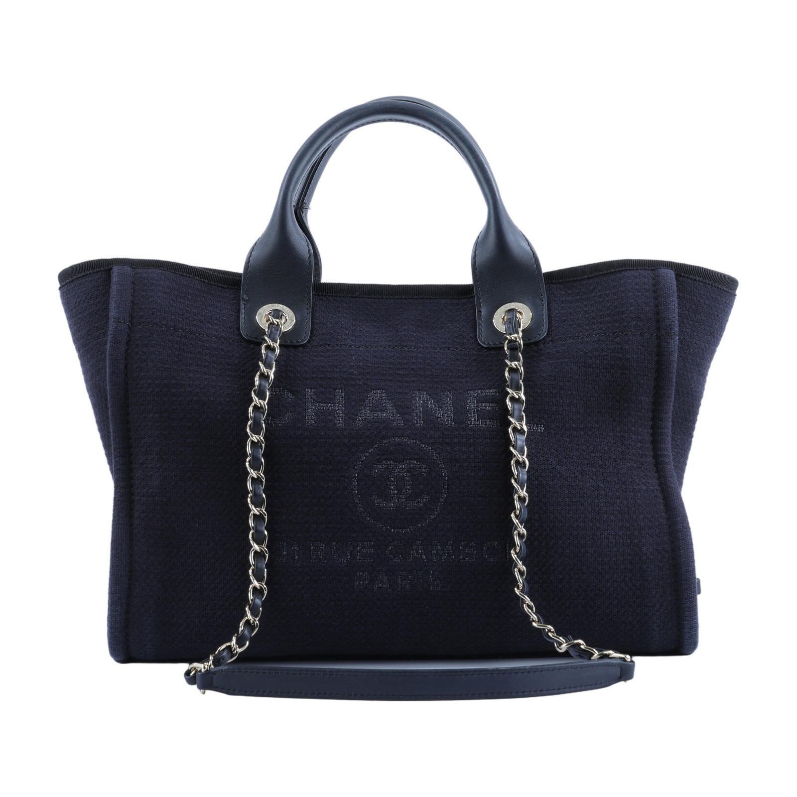 香奈兒 CHANEL 海灘包 小型 AS3257 晶片款 黑Deauville沙灘包 防塵袋/原廠盒子/內袋/購買證明