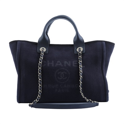 香奈兒 CHANEL 海灘包 小型 AS3257 晶片款 黑Deauville沙灘包 防塵袋/原廠盒子/內袋/購買證明