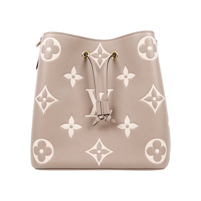 路易威登 LOUIS VUITTON NéoNoé MM 皮革 肩背 水桶包 斑鳩灰色/奶油色 M45555 晶片款  背帶2/內袋/原廠盒子/防塵袋