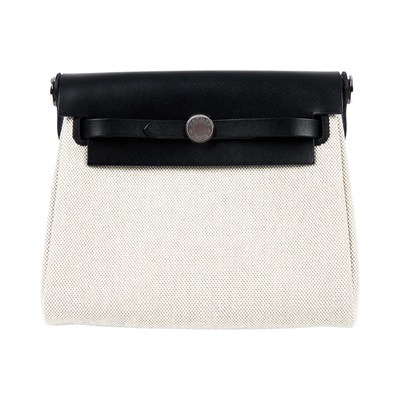 愛馬仕 Hermes Herbag Zip 20 銀色五金 Écru Amande Noir H085414CKAH /K TS 012 AU  防塵袋/原廠盒子/購買證明
