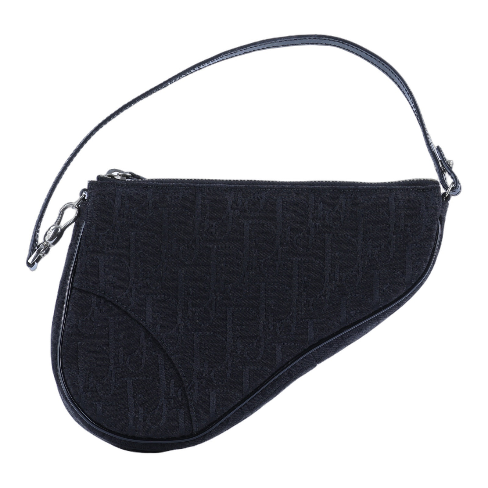 迪奧 CHRISTIAN DIOR Mini Saddle Bag 迷你 手提包 馬鞍包 腋下包  黑緹花帆布SADDLE腋下包 防塵袋