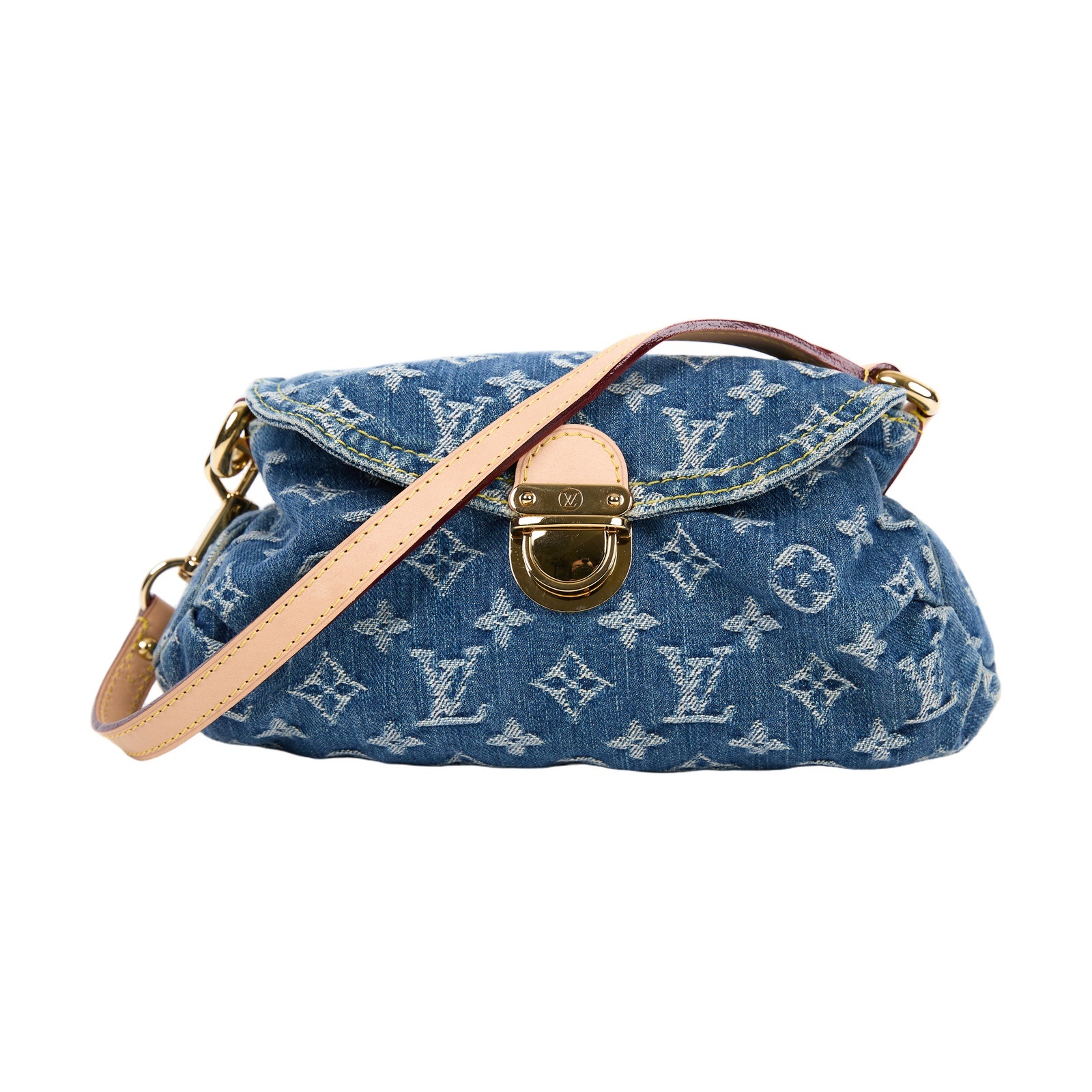 路易威登 LOUIS VUITTON Mini Pretty 牛仔 肩背包 手提包 手拿包 腋下包 M95050 藍牛仔腋下包 無附屬品