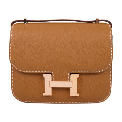 愛馬仕 Hermes Constance Bag 康康包 MIni 18  玫瑰金色五金 金棕色 H083905CD37 /  防塵袋/原廠盒子/購買證明