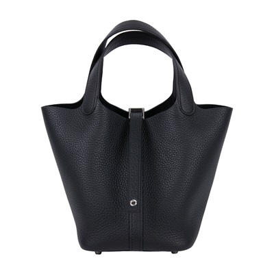愛馬仕 Hermes Picotin Lock 18 菜籃子包 銀色五金 黑色 H056289CK89 /  防塵袋/原廠盒子/鎖組/購買證明