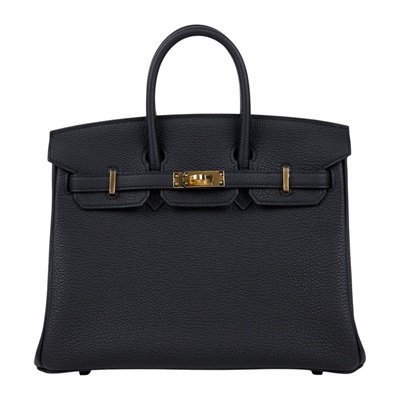 愛馬仕 Hermes Birkin Bag 柏金包 25 金色五金 黑色 H041344CC89 /  防塵袋/原廠盒子/鎖組/購買證明