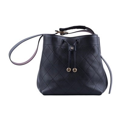香奈兒 CHANEL Bucket Bag 水桶包 中型 肩背包 AS6584 晶片款 黑調節水桶包 小型 防塵袋/原廠盒子
