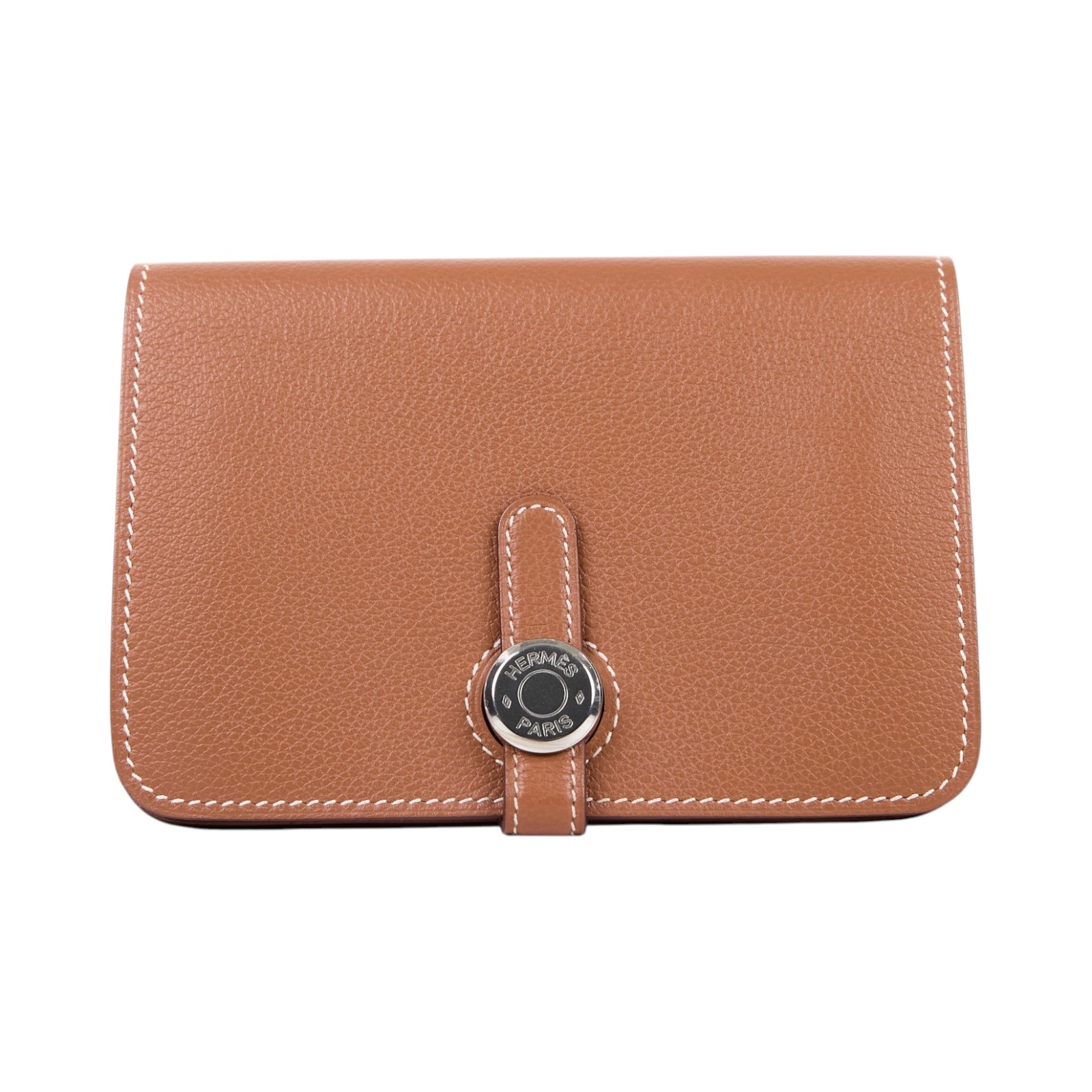 愛馬仕 Hermes Dogon 錢包 短夾 銀色五金 金棕色 H066382CK37 /U NN 011 GP  原廠盒子/購買證明影本