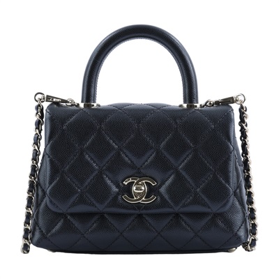 香奈兒 CHANEL Handle 迷你 手提 口蓋包 AS2215 黑金荔枝COCO HANDLE MINI 原廠盒子/保證卡/背帶/購買證明影本