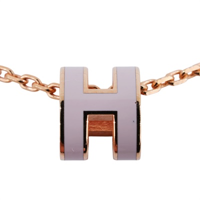 愛馬仕 Hermes Mini Pop H 墜飾 POPHPMINI ST 02 65 粉/金MINI POP H項鍊 原廠盒子/防塵袋/內襯