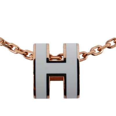 愛馬仕 Hermes Mini Pop H 墜飾 POPHPMINI ST 12 05 白/金MINI POP H項鍊 原廠盒子/防塵袋/內襯