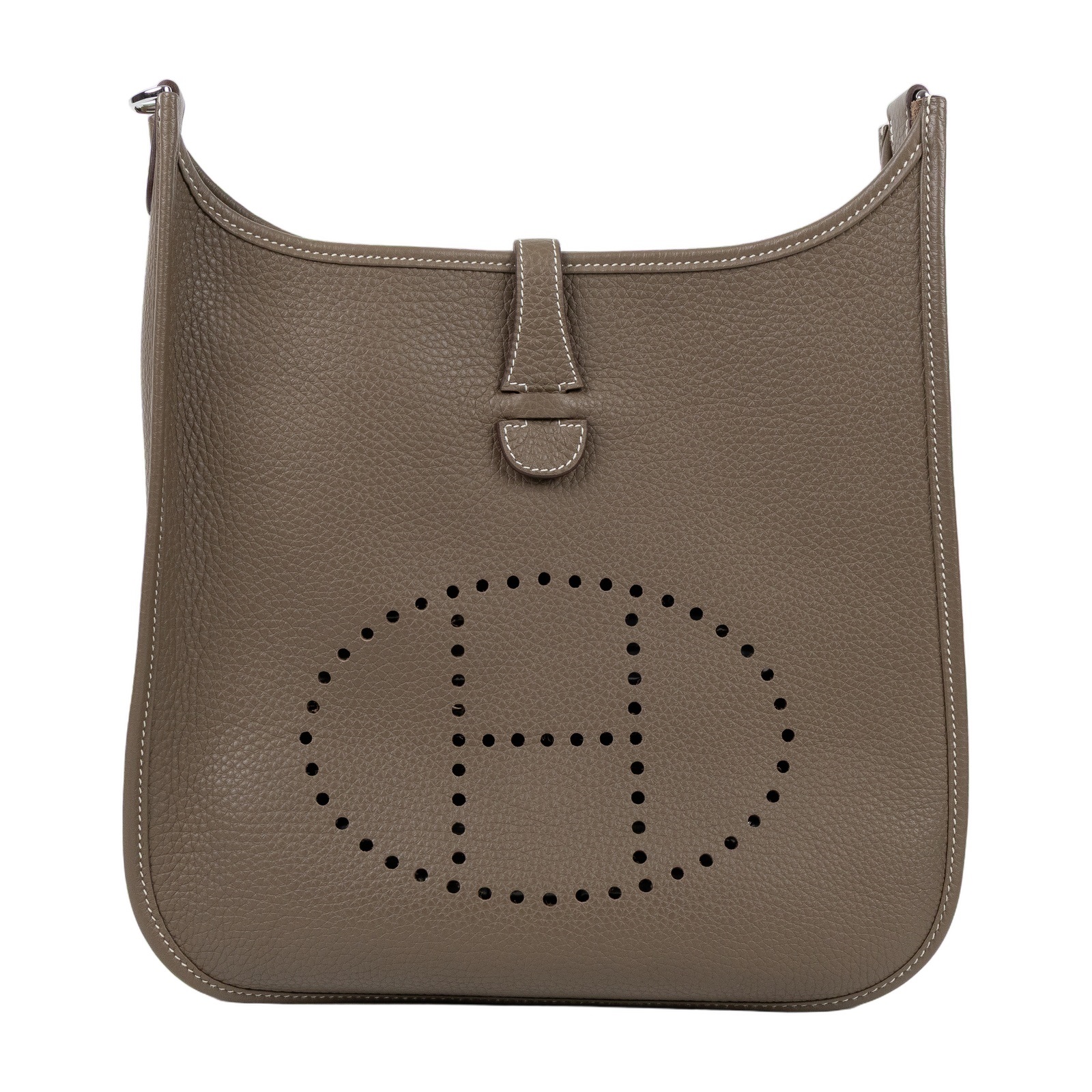 愛馬仕 Hermes Evelyne Bag 伊芙琳包 29 馬蹄型 銀色五金 大象灰 H056277CK18 /  防塵袋/原廠盒子/購買證明/背帶