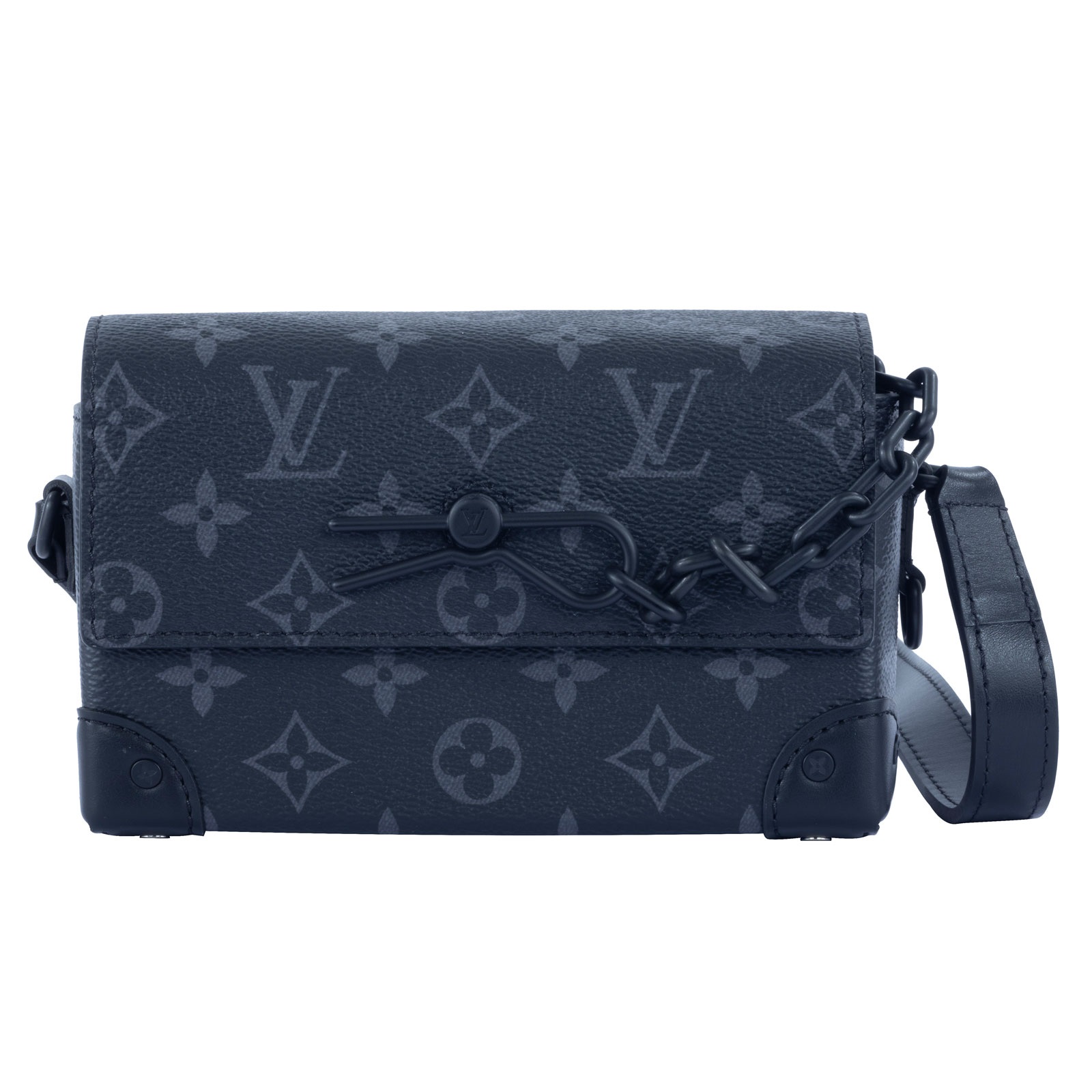 路易威登 LOUIS VUITTON Steamer 隨身錢包 肩背 Eclipse塗層帆布 黑色 M81783 晶片款 黑原花Steamer 原廠盒子/防塵袋