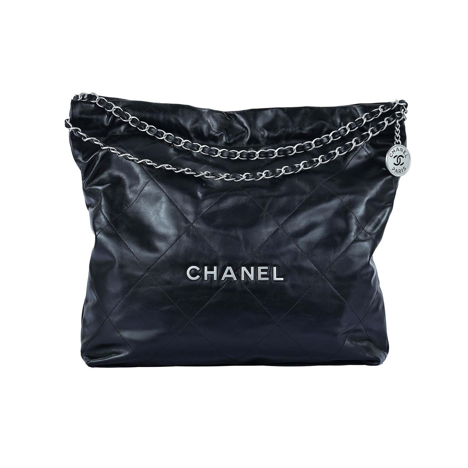 香奈兒 CHANEL 22 中型 束口包 AS3261 晶片款 黑銀字22包 中號 防塵袋/內袋