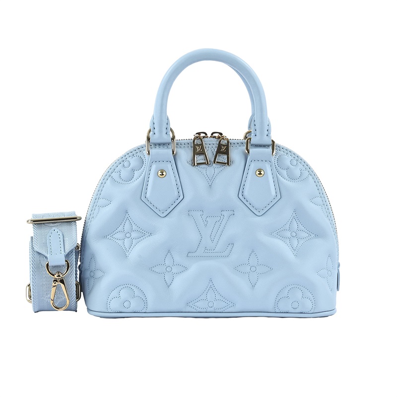 路易威登 LOUIS VUITTON Alma BB 縫絎滑面小牛皮 肩背 手提包 Bleu Glacier 藍色 M59822 晶片款  防塵袋/背帶