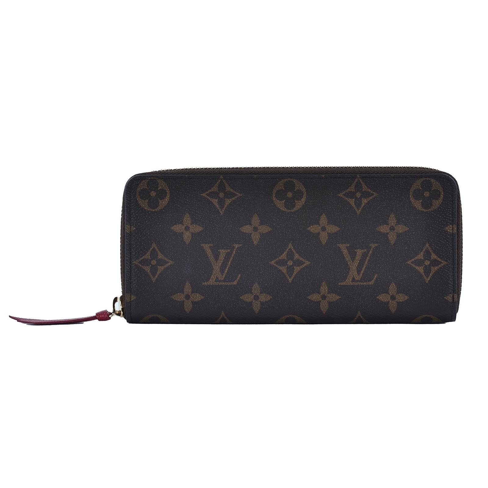 路易威登 LOUIS VUITTON Clémence 錢包 拉鍊 長夾 經典帆布 紫紅色 M60742 晶片款 原花Clémence拉鍊長夾 原廠盒子/防塵袋