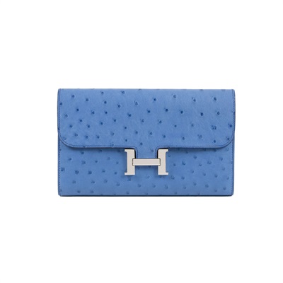 愛馬仕 Hermès Constance to go 康康包 長夾  CNTG D刻 藍鴕鳥皮CONSTANCE長夾 無附屬品