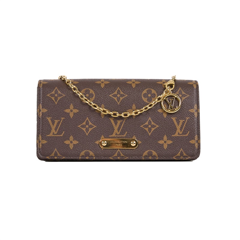 路易威登 LOUIS VUITTON Wallet On Chain Lily 三合一 斜挎包 經典原花 帆布 錢包 M82509 晶片款  原廠盒子/防塵袋/購買證明