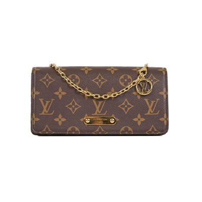 路易威登 LOUIS VUITTON Wallet On Chain Lily 三合一 斜挎包 經典原花 帆布 錢包 M82509 晶片款  原廠盒子/防塵袋/購買證明