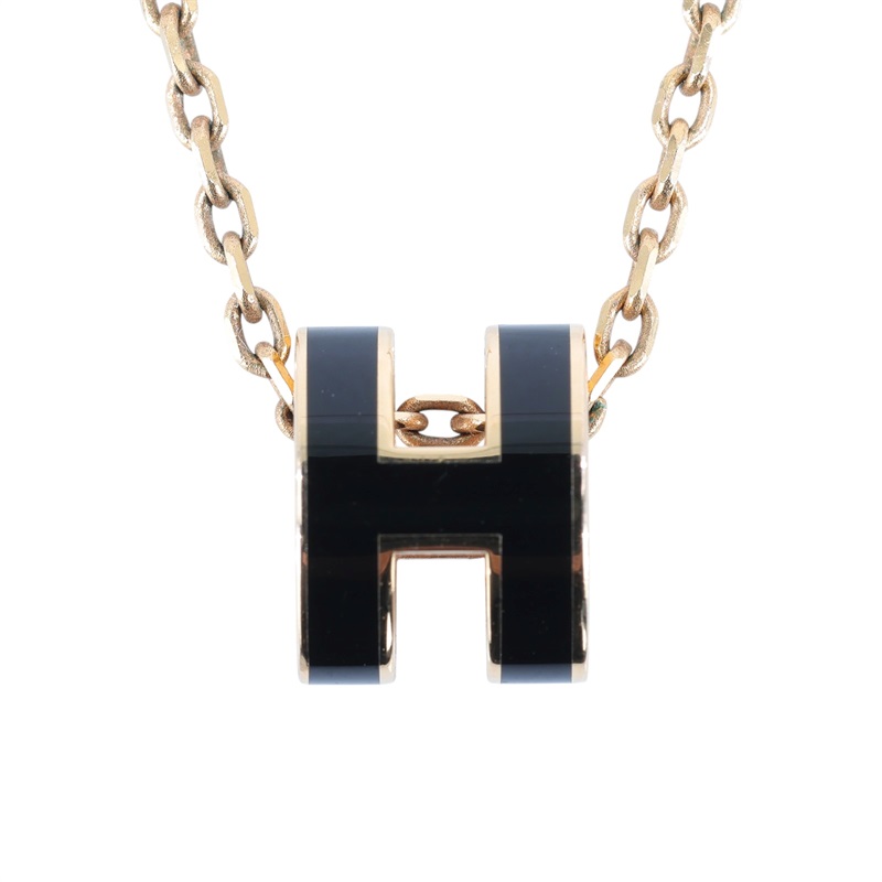 愛馬仕 Hermès Mini Pop H 墜飾 POPHPMINI GD 12 01 黑金MINI POP項鍊 原廠盒子/防塵袋