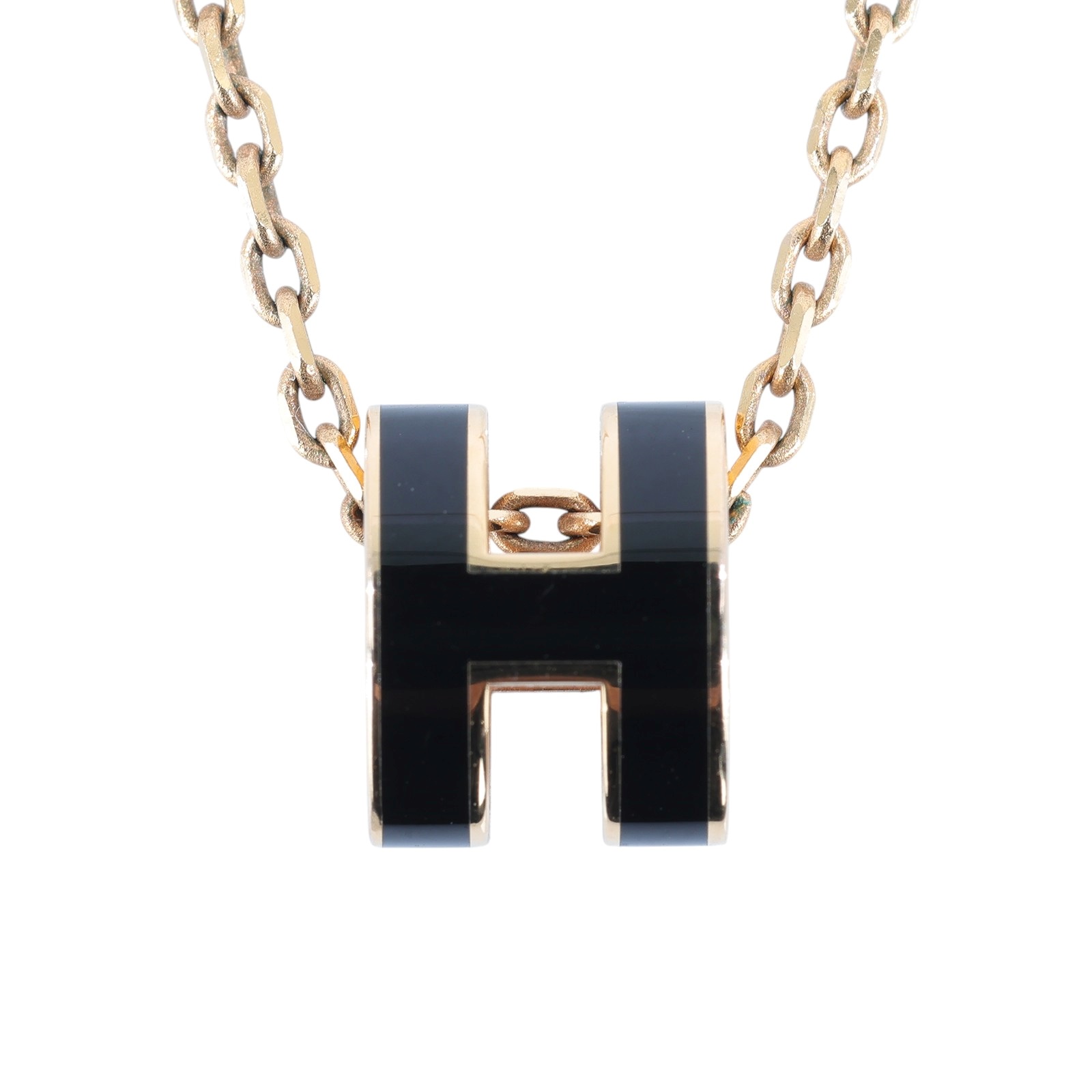 愛馬仕 Hermès Mini Pop H 墜飾 POPHPMINI GD 12 01 黑金MINI POP項鍊 原廠盒子/防塵袋