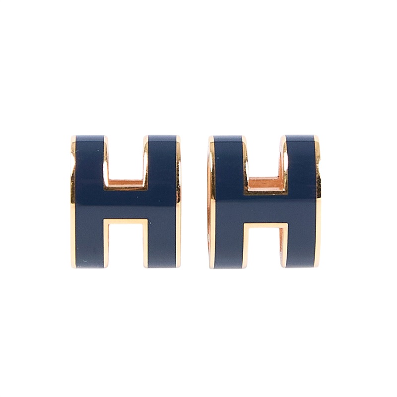 愛馬仕 Hermès Mini Pop H 耳釘 POPHE  藍色H 耳環 原廠盒子
