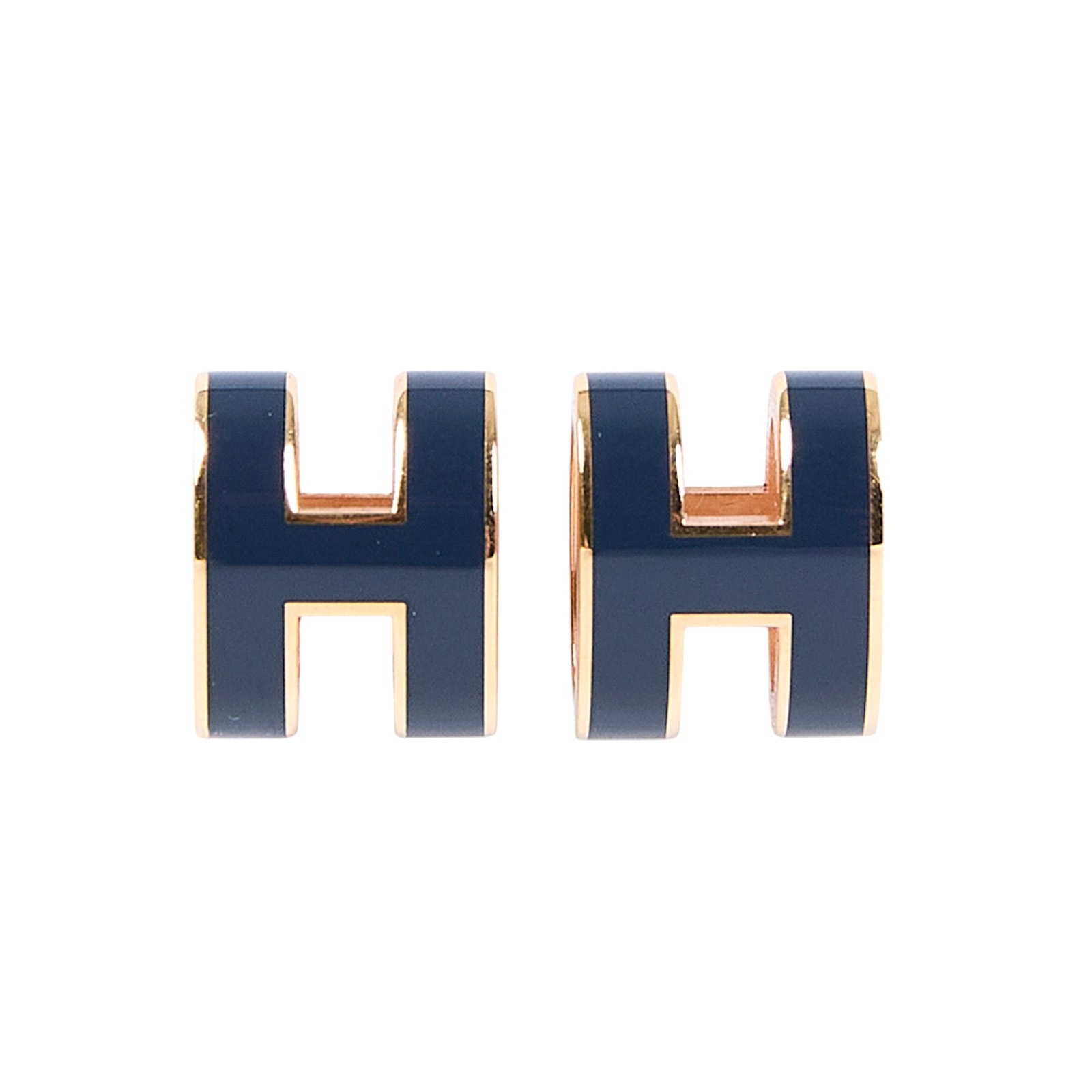 愛馬仕 Hermès Mini Pop H 耳釘 POPHE  藍色H 耳環 原廠盒子