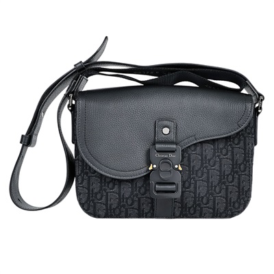 迪奧 CHRISTIAN DIOR Saddle 小型 翻蓋 郵差包  黑色帆布馬鞍包 原廠盒子/防塵袋/保證卡