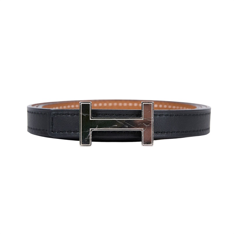 愛馬仕 Hermès H 皮帶釦 雙面皮腰帶 HBELT3275 #75/B刻 黑細版皮帶 防塵袋