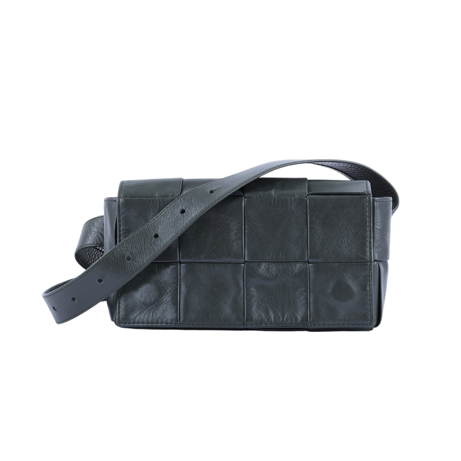 寶緹嘉 BOTTEGA VENETA Cassette 腰包  晶片款 墨綠CASSETTE腰包2X4 防塵袋