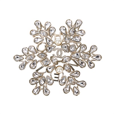 香奈兒 CHANEL 胸針 飾品 B19/K 雪花水鑽珍珠大胸針 無附屬品