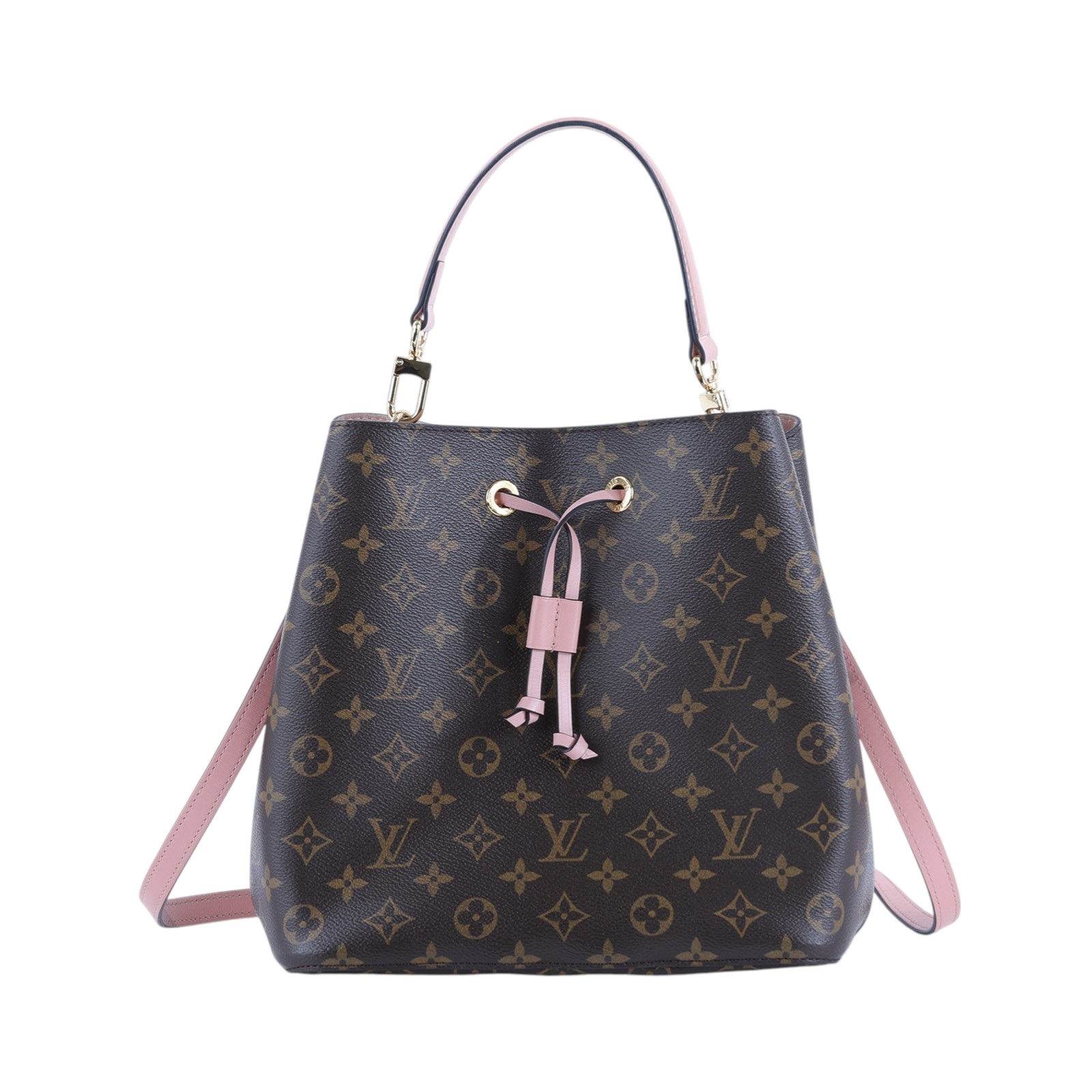 路易威登 LOUIS VUITTON NéoNoé MM 經典帆布 肩背 水桶包 粉紅色 M44022 原花粉NEO NOE 背帶
