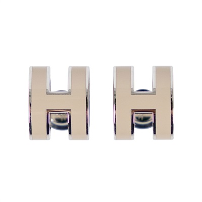 愛馬仕 Hermès Mini Pop H 耳釘 淺褐色 H608002FP55 GD 12 24 灰褐色POP H MINI耳環 原廠盒子/防塵袋