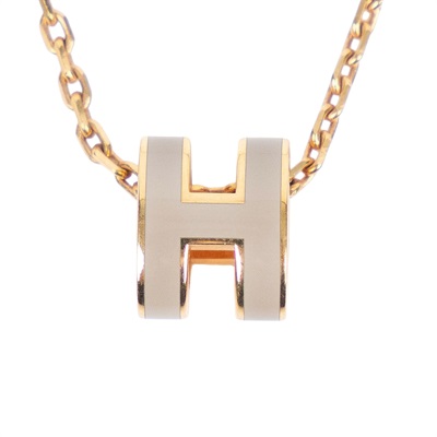 愛馬仕 Hermès Mini Pop H 墜飾 淺褐色 H147992FO55 ST 02 24 灰玫瑰金MINI H POP項鍊 無附屬品