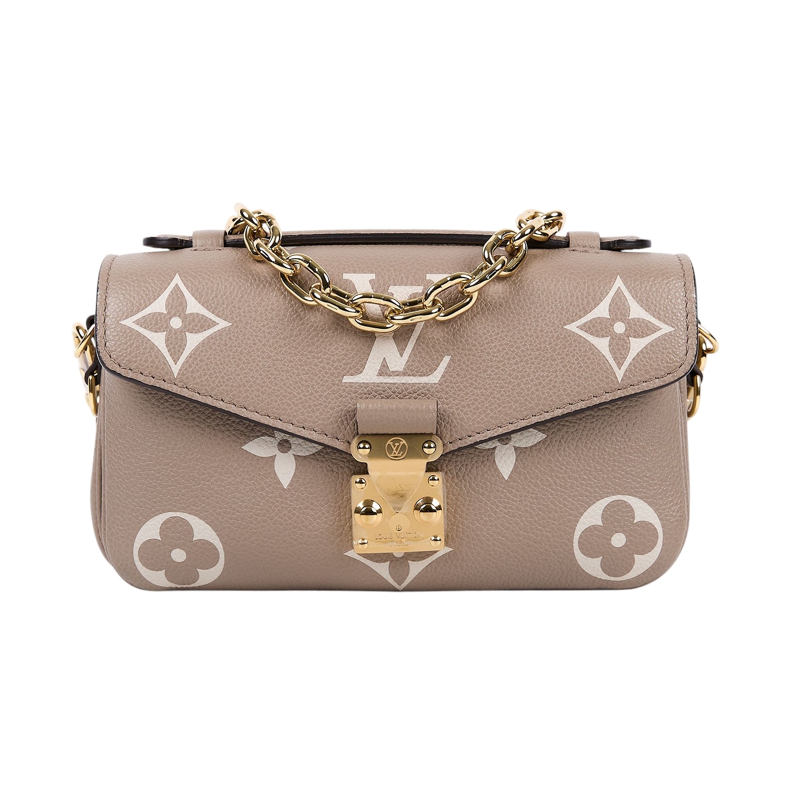 路易威登 LOUIS VUITTON Pochette Métis East West 鏈條 郵差包 腋下單肩包 斑鳩色 奶油色 M23081 晶片款  原廠盒子/防塵袋/背帶/購買證明