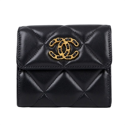 香奈兒 CHANEL 19 三折短夾 AP2809 B04852 晶片款 黑19短夾 原廠盒子/防塵袋