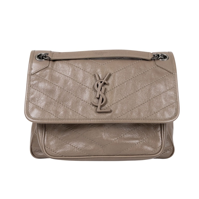 聖羅蘭 YSL SAINT LAURENT Niki 復古皮革 中型手袋 6331580EN04 奶茶色NIKI中號 防塵袋