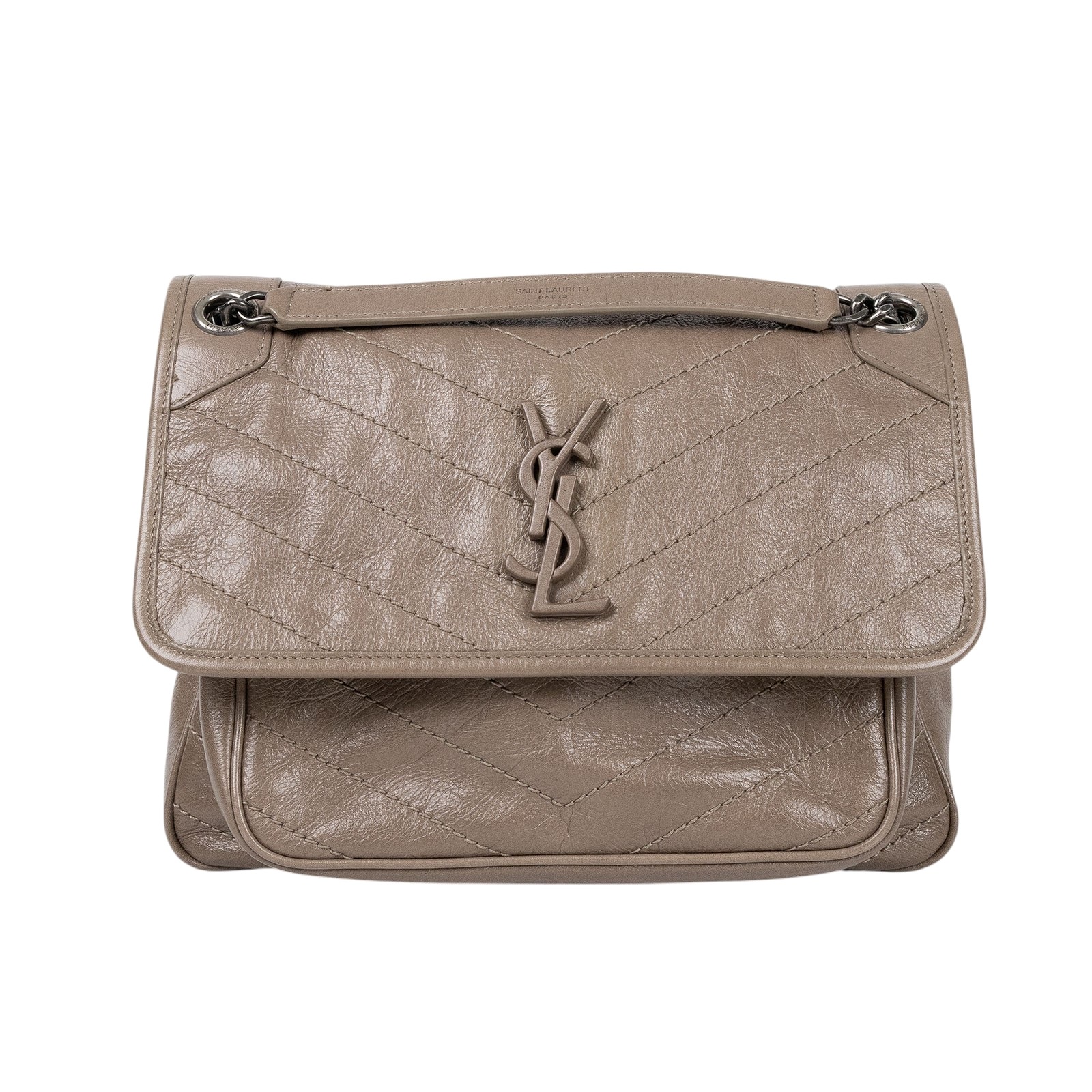 聖羅蘭 YSL SAINT LAURENT Niki 復古皮革 中型手袋 6331580EN04 奶茶色NIKI中號 防塵袋