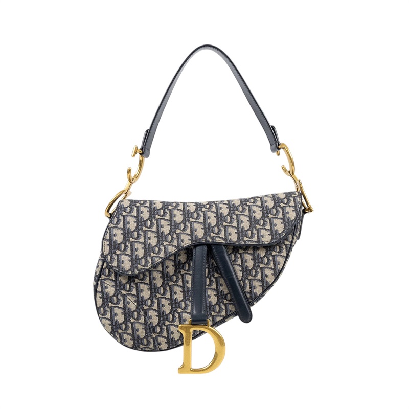 迪奧 CHRISTIAN DIOR Saddle 馬鞍袋 連肩帶 M0455CTZQ 藍緹花Saddle 馬鞍包 原廠盒子/背帶/保證卡/購買證明