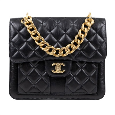 香奈兒 CHANEL 口蓋 手提 後背包 AS4031 B10595 黑金鍊後背包 原廠盒子/防塵袋